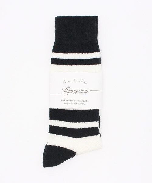 glory crew(グローリークルー)の「ブークレボーダー柄ソックス【サイズフリー:25.0cm~27.0cm】(ソックス/靴下・メンズ・ブラック/グレー・FREE)」の3枚目の写真