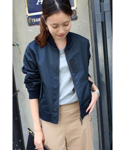 SLOBE IENA（スローブイエナ）の「《追加》フライトクロス MA-1ブルゾン◆（ジャケット/アウター・ブラック/カーキ/ネイビー・36/38）」の19枚目の写真