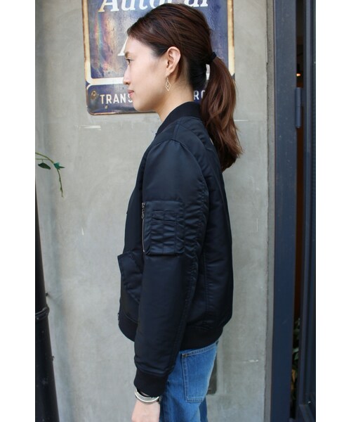 SLOBE IENA（スローブイエナ）の「《追加》フライトクロス MA-1ブルゾン◆（ジャケット/アウター・ブラック/カーキ/ネイビー・36/38）」の7枚目の写真