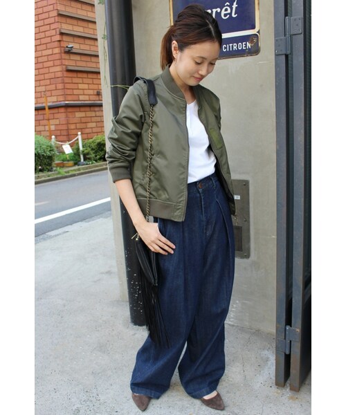 SLOBE IENA（スローブイエナ）の「《追加》フライトクロス MA-1ブルゾン◆（ジャケット/アウター・ブラック/カーキ/ネイビー・36/38）」の22枚目の写真