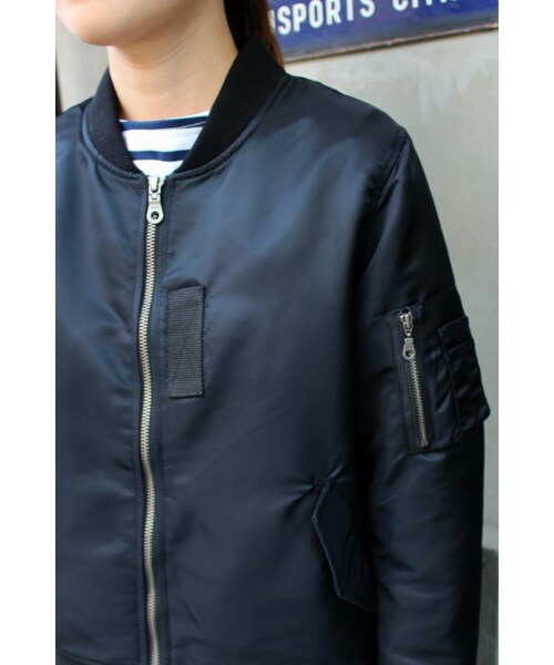 SLOBE IENA（スローブイエナ）の「《追加》フライトクロス MA-1ブルゾン◆（ジャケット/アウター・ブラック/カーキ/ネイビー・36/38）」の9枚目の写真