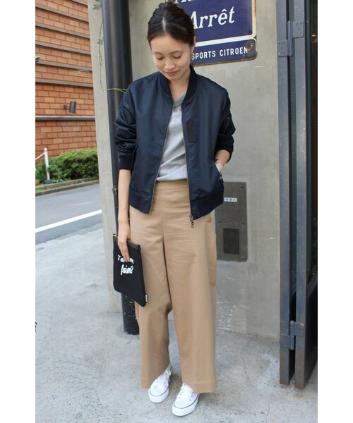 SLOBE IENA（スローブイエナ）の「《追加》フライトクロス MA-1ブルゾン◆（ジャケット/アウター・ブラック/カーキ/ネイビー・36/38）」の5枚目の写真