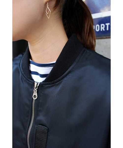 SLOBE IENA（スローブイエナ）の「《追加》フライトクロス MA-1ブルゾン◆（ジャケット/アウター・ブラック/カーキ/ネイビー・36/38）」の10枚目の写真