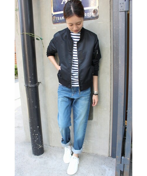 SLOBE IENA（スローブイエナ）の「《追加》フライトクロス MA-1ブルゾン◆（ジャケット/アウター・ブラック/カーキ/ネイビー・36/38）」の16枚目の写真