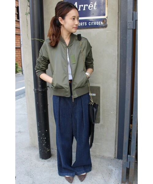 SLOBE IENA（スローブイエナ）の「《追加》フライトクロス MA-1ブルゾン◆（ジャケット/アウター・ブラック/カーキ/ネイビー・36/38）」の21枚目の写真