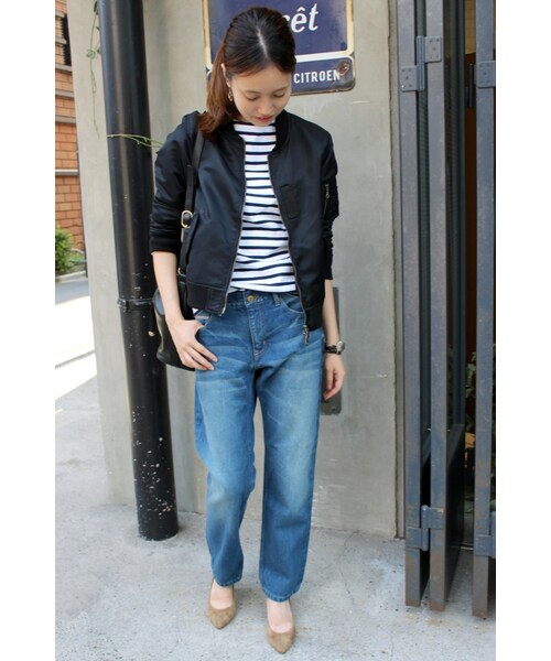 SLOBE IENA（スローブイエナ）の「《追加》フライトクロス MA-1ブルゾン◆（ジャケット/アウター・ブラック/カーキ/ネイビー・36/38）」の4枚目の写真