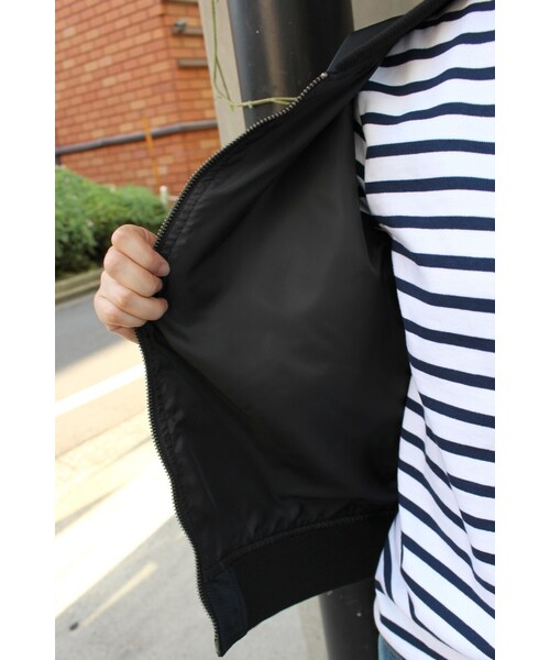 SLOBE IENA（スローブイエナ）の「《追加》フライトクロス MA-1ブルゾン◆（ジャケット/アウター・ブラック/カーキ/ネイビー・36/38）」の14枚目の写真