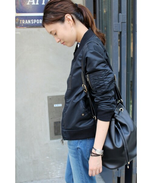 SLOBE IENA（スローブイエナ）の「《追加》フライトクロス MA-1ブルゾン◆（ジャケット/アウター・ブラック/カーキ/ネイビー・36/38）」の17枚目の写真