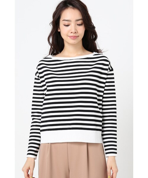 La TOTALITE（ラトータリテ）の「サトウサンコラボ コンパクトボーダープルオーバー（トップス・グレー/ホワイト/ネイビー・フリー）」の8枚目の写真