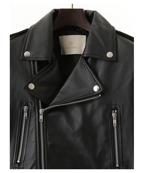 KiwaSylphy(キワシルフィー)の「goat leather rider's BZ(ジャケット/アウター・ブラック・F)」の4枚目の写真