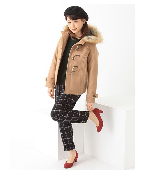 earth music&ecology(アースミュージックアンドエコロジー)の「【Special Price】<もっと大きなサイズ>フルフルダッフルコート(ジャケット/アウター・オフホワイト/ピンク/レッド/キャメル/グリーン/ネイビー・13/17/21)」の21枚目の写真