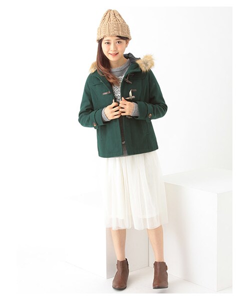 earth music&ecology(アースミュージックアンドエコロジー)の「【Special Price】<もっと大きなサイズ>フルフルダッフルコート(ジャケット/アウター・オフホワイト/ピンク/レッド/キャメル/グリーン/ネイビー・13/17/21)」の19枚目の写真