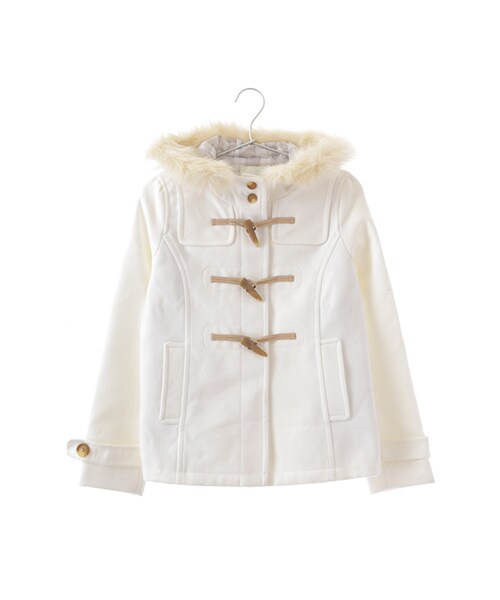 earth music&ecology(アースミュージックアンドエコロジー)の「【Special Price】<もっと大きなサイズ>フルフルダッフルコート(ジャケット/アウター・オフホワイト/ピンク/レッド/キャメル/グリーン/ネイビー・13/17/21)」の1枚目の写真