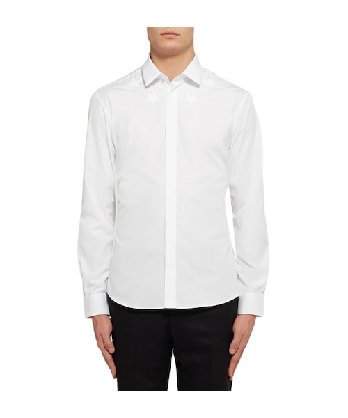 GIVENCHY（ジバンシイ）の「Givenchy Slim-Fit Star-Embroidered Cotton-Poplin Shirt（シャツ/ブラウス・メンズ・White・EU38/EU39/EU41/EU42/EU43）」の3枚目の写真