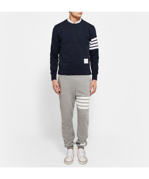THOM BROWNE（トムブラウン）の「Thom Browne Striped Loopback Cotton-Jersey Sweatshirt（スウェット・メンズ・Blue・0/1/2/3/4/5）」の3枚目の写真