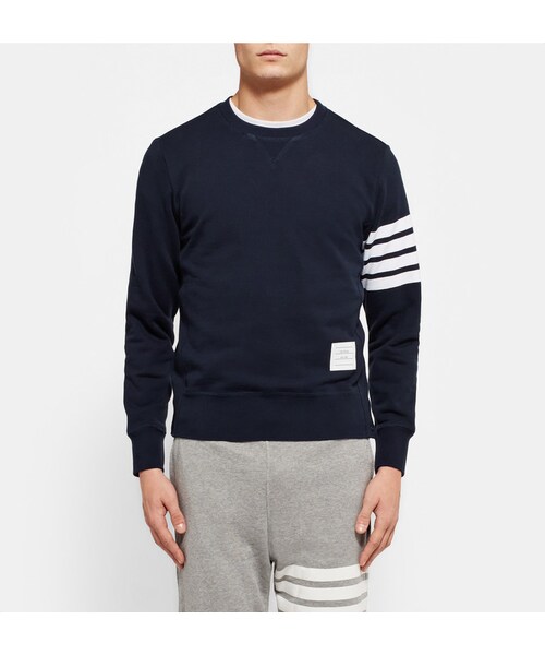 THOM BROWNE（トムブラウン）の「Thom Browne Striped Loopback Cotton-Jersey Sweatshirt（スウェット・メンズ・Blue・0/1/2/3/4/5）」の7枚目の写真