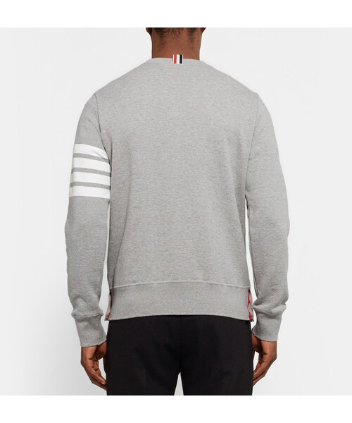 THOM BROWNE（トムブラウン）の「Thom Browne Striped Loopback Cotton-Jersey Sweatshirt（スウェット・メンズ・Gray・0/1/2/3/4/5）」の3枚目の写真