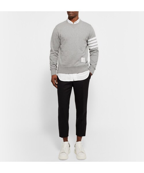 THOM BROWNE（トムブラウン）の「Thom Browne Striped Loopback Cotton-Jersey Sweatshirt（スウェット・メンズ・Gray・0/1/2/3/4/5）」の5枚目の写真
