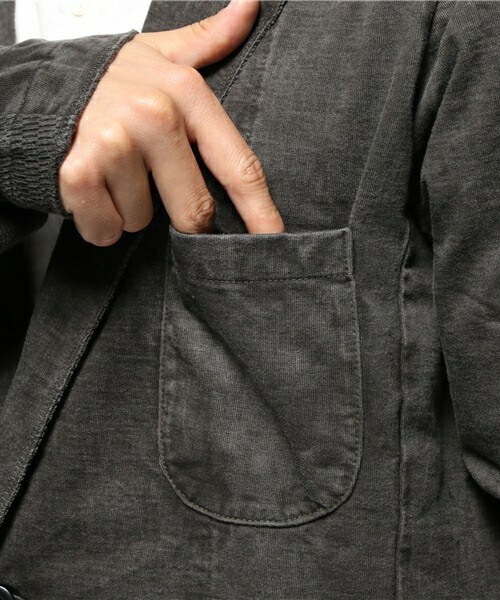 SABLE CLUTCH（セーブルクラッチ）の「1B LAPEL CARDIGAN-PIGMENT DYED（カーディガン/ボレロ・メンズ・ブラック/カーキ・MEDIUM/LARGE）」の7枚目の写真