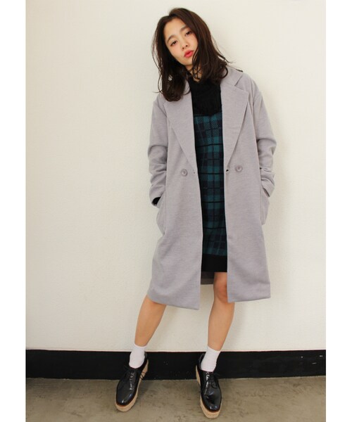 jouetie（ジュエティ）の「BIGポケットチェスターコート（ジャケット/アウター・レディース・グレー/ブラック/ベビーピンク/キャメル・M）」の5枚目の写真
