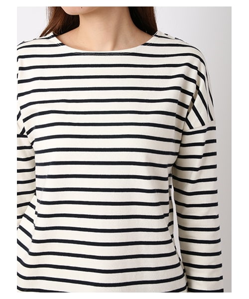 earth music&ecology（アースミュージックアンドエコロジー）の「【Special Price】＜もっと大きなサイズ＞ボーダードロップスリーブカットプルオーバー（トップス・アイボリー/レッド/キャメル/グリーン・13/17）」の8枚目の写真