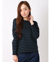 earth music&ecology | 【Special Price】＜もっと大きなサイズ＞ボーダードロップスリーブカットプルオーバー(トップス)