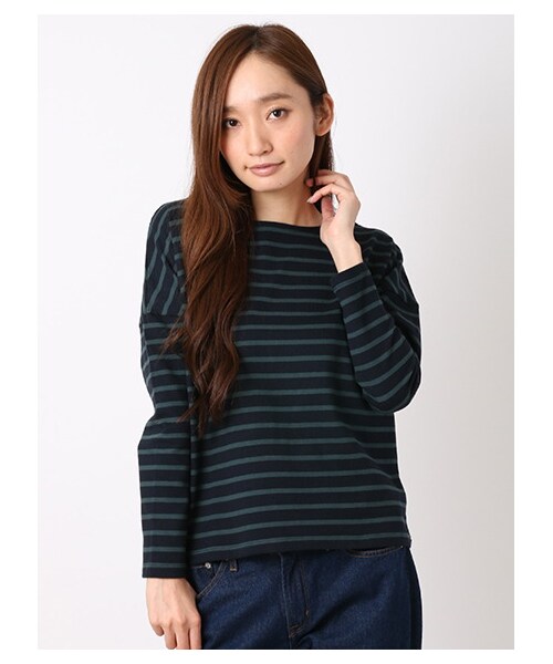 earth music&ecology（アースミュージックアンドエコロジー）の「【Special Price】＜もっと大きなサイズ＞ボーダードロップスリーブカットプルオーバー（トップス・アイボリー/レッド/キャメル/グリーン・13/17）」の3枚目の写真