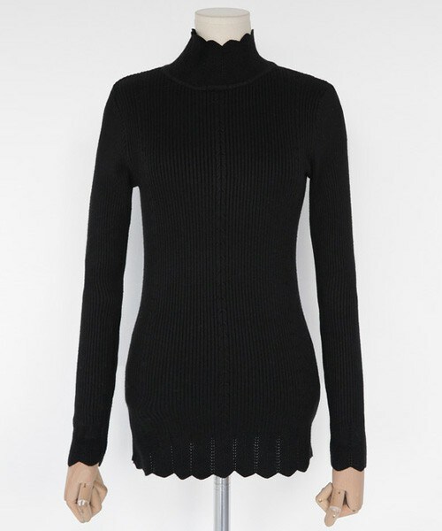 DHOLIC（ディーホリック）の「スカラップヘムスリムリブニットプルオーバー（ニット/セーター・レディース・アイボリー/グレー/ブラック・FREE）」の2枚目の写真