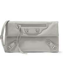 BALENCIAGA | Balenciaga Classic Metallic Edge Envelope Textured-Leather Shoulder Bag(クラッチバッグ)