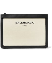 BALENCIAGA | Balenciaga Leather-Trimmed Canvas Clutch(クラッチバッグ)