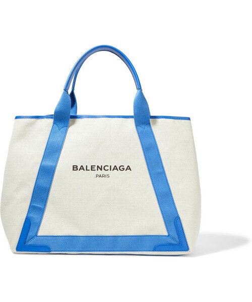 BALENCIAGA(バレンシアガ)の「Balenciaga Cabas Leather-Trimmed Canvas Tote(トートバッグ・レディース・White・One Size)」の1枚目の写真