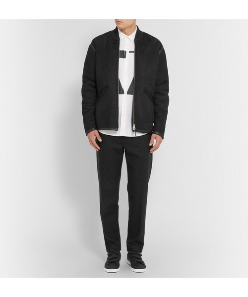 Our Legacy(アワーレガシー)の「Our Legacy Leather-Trimmed Shearling Bomber Jacket(ライダースジャケット・メンズ・Black・S/M/XL)」の2枚目の写真