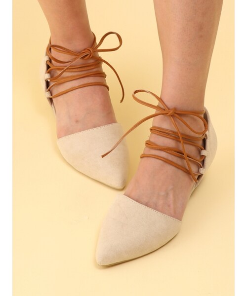Honey Salon（ハニーサロン）の「レースアップフラット（シューズ・レディース・ライトベージュ/ピンク/キャメル/ブラック・23/23.5/24/24.5）」の14枚目の写真