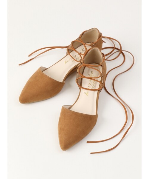 Honey Salon（ハニーサロン）の「レースアップフラット（シューズ・レディース・ライトベージュ/ピンク/キャメル/ブラック・23/23.5/24/24.5）」の2枚目の写真