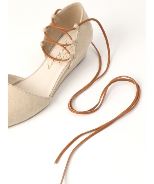 Honey Salon（ハニーサロン）の「レースアップフラット（シューズ・レディース・ライトベージュ/ピンク/キャメル/ブラック・23/23.5/24/24.5）」の9枚目の写真