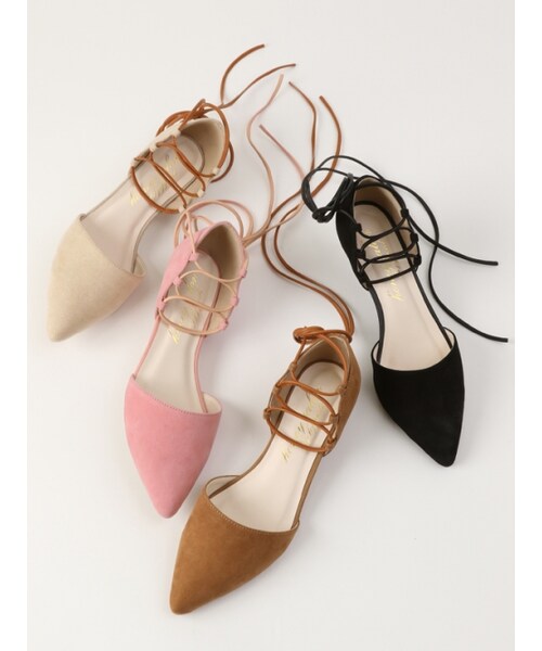 Honey Salon（ハニーサロン）の「レースアップフラット（シューズ・レディース・ライトベージュ/ピンク/キャメル/ブラック・23/23.5/24/24.5）」の5枚目の写真