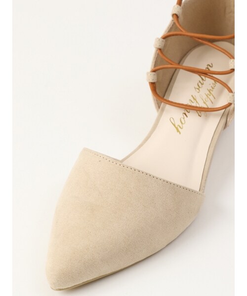 Honey Salon（ハニーサロン）の「レースアップフラット（シューズ・レディース・ライトベージュ/ピンク/キャメル/ブラック・23/23.5/24/24.5）」の6枚目の写真
