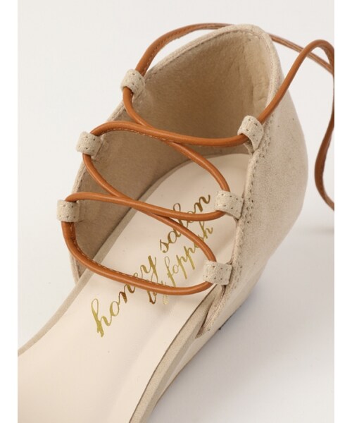 Honey Salon（ハニーサロン）の「レースアップフラット（シューズ・レディース・ライトベージュ/ピンク/キャメル/ブラック・23/23.5/24/24.5）」の7枚目の写真
