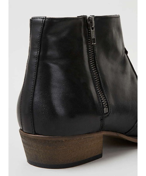 TOPMAN（トップマン）の「Black Leather Zip Boots（ブーツ・メンズ・Black・9/11/12）」の4枚目の写真