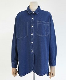 DHOLIC | ステッチポイントラウンドヘムデニムシャツ(シャツ/ブラウス)