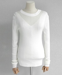 DHOLIC | Vカットアウトシースルーニットプルオーバー(ニット/セーター)