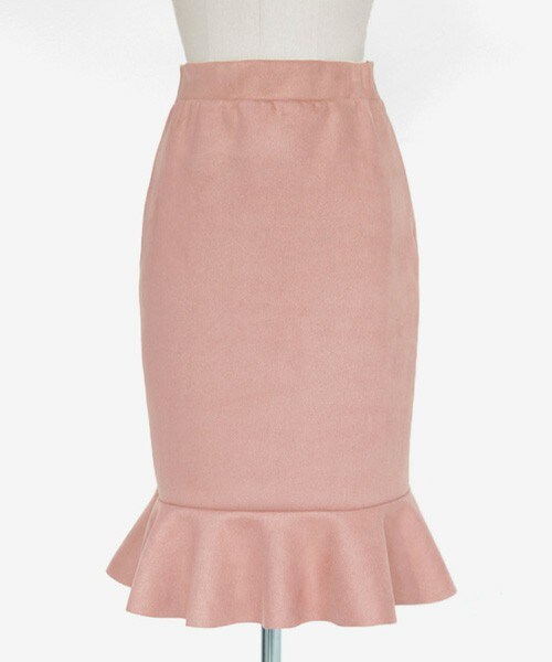 DHOLIC(ディーホリック)の「フリルヘムスエード調タイトスカート(スカート・レディース・ベージュ/オレンジ/ピンク/ネイビー・FREE)」の3枚目の写真