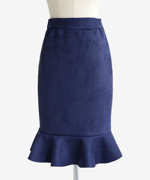 DHOLIC(ディーホリック)の「フリルヘムスエード調タイトスカート(スカート・レディース・ベージュ/オレンジ/ピンク/ネイビー・FREE)」の2枚目の写真