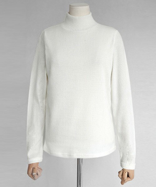 DHOLIC（ディーホリック）の「ハイネックリブニットソフトプルオーバー（ニット/セーター・レディース・ブラックグレー/ライトパープル/アイボリー/ベージュ・FREE）」の2枚目の写真