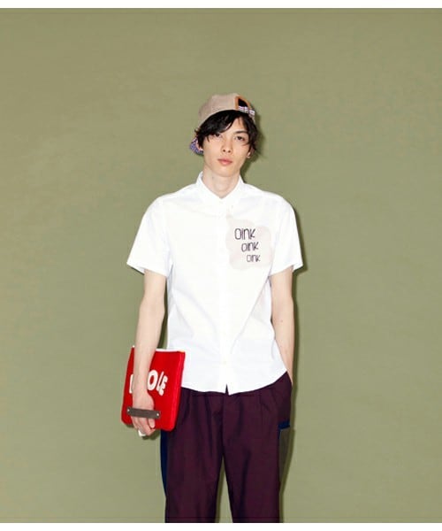 FRAPBOIS（フラボア）の「オノマトペ（シャツ/ブラウス・メンズ・ホワイト/グリーン/サックスブルー・1/2）」の2枚目の写真