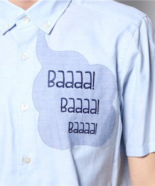 FRAPBOIS（フラボア）の「オノマトペ（シャツ/ブラウス・メンズ・ホワイト/グリーン/サックスブルー・1/2）」の9枚目の写真