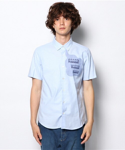 FRAPBOIS（フラボア）の「オノマトペ（シャツ/ブラウス・メンズ・ホワイト/グリーン/サックスブルー・1/2）」の4枚目の写真