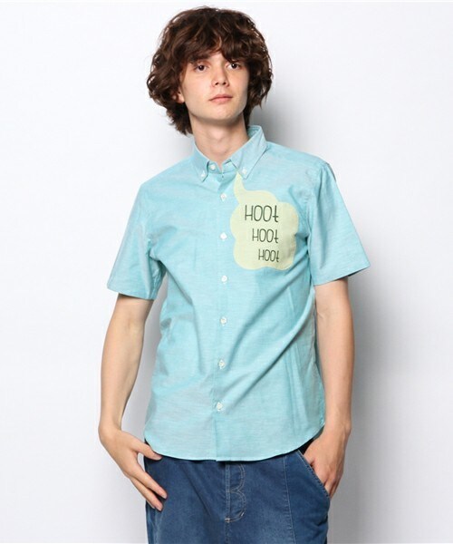 FRAPBOIS（フラボア）の「オノマトペ（シャツ/ブラウス・メンズ・ホワイト/グリーン/サックスブルー・1/2）」の3枚目の写真