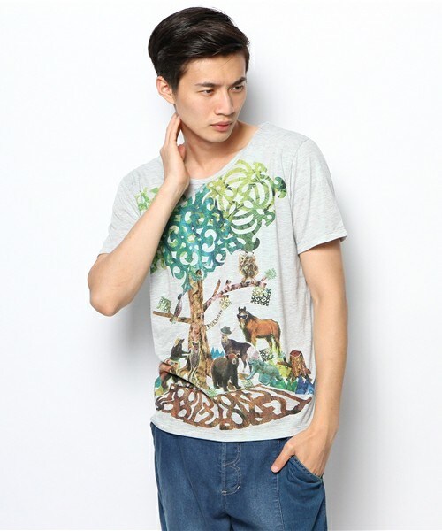 FRAPBOIS(フラボア)の「ラメフォレスT(Tシャツ/カットソー・メンズ・グリーン/ゴールド・0/1/2)」の1枚目の写真