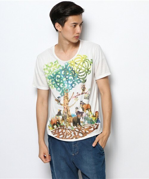 FRAPBOIS(フラボア)の「ラメフォレスT(Tシャツ/カットソー・メンズ・グリーン/ゴールド・0/1/2)」の2枚目の写真